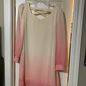 PERCH by Blu Pepper Women’s Midi Dress Peach Cream 35" Criss Cross Back Size 1X
